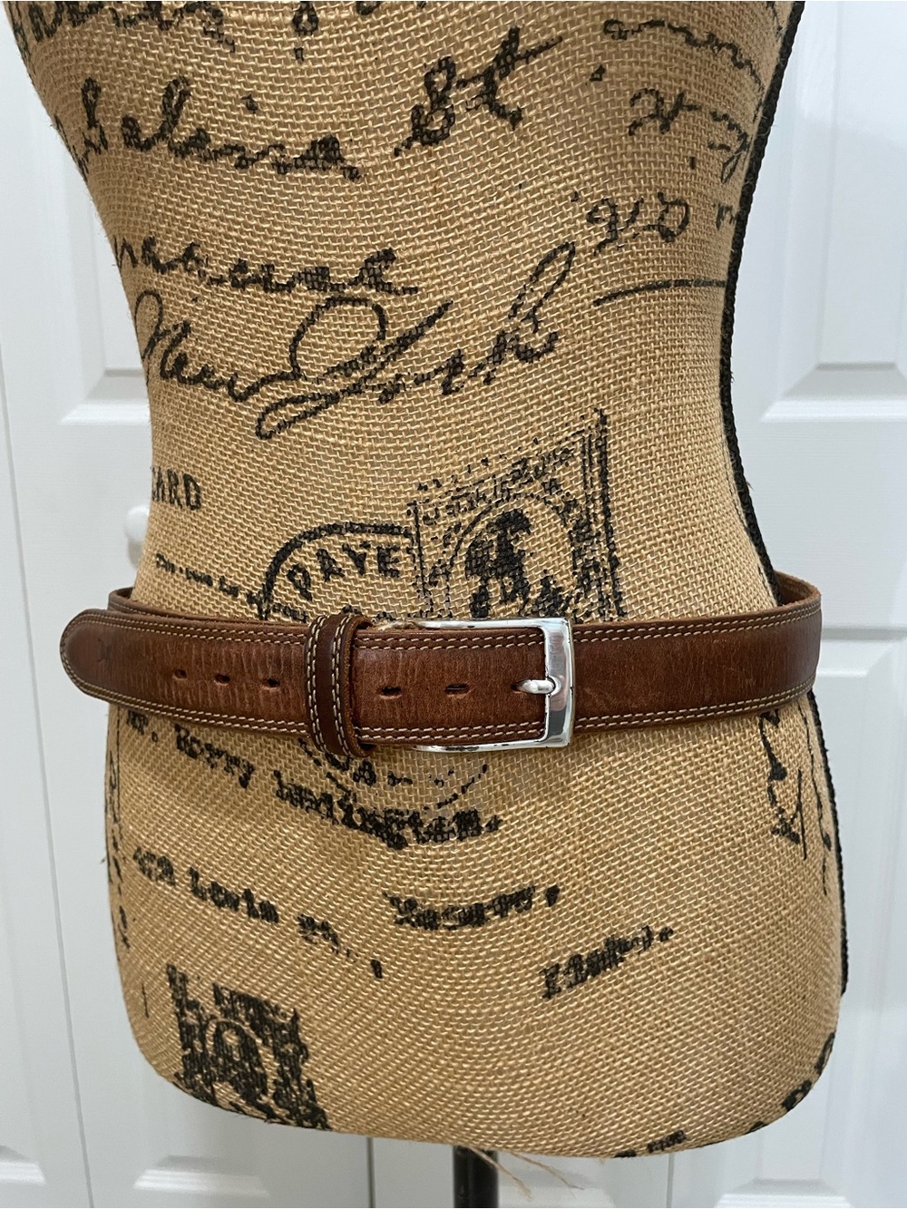 Eddie Bauer Brown Leather Belt with Silver Buckle